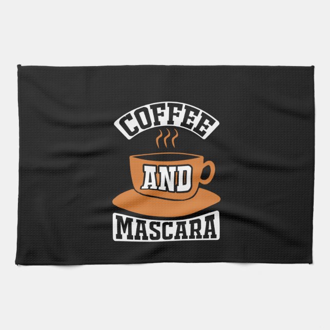 Coffee Art Coffee And Mascara Tea Towel (Horizontal)