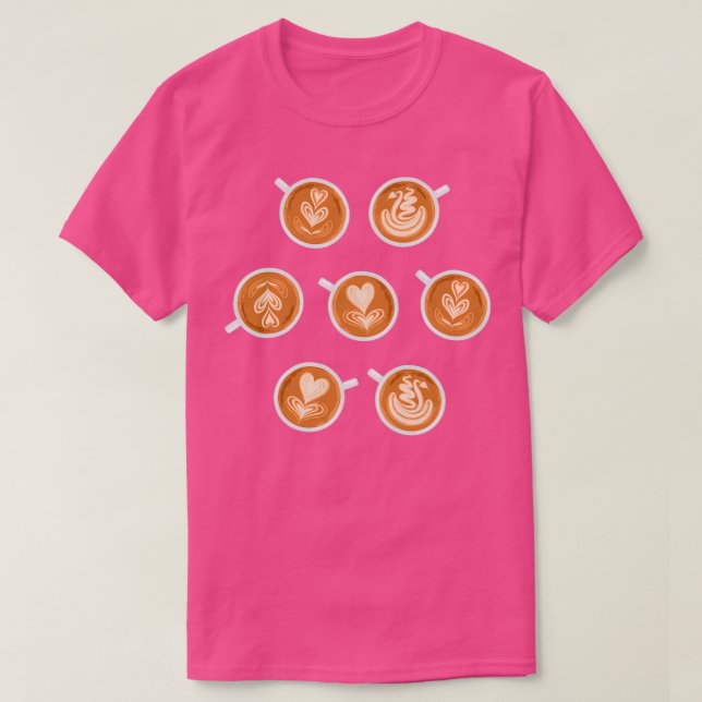 Coffee Art Cups on teal T-Shirt (Design Front)