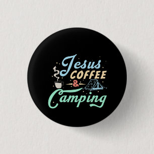 Coffee Art Jesus Coffee & Camping 3 Cm Round Badge