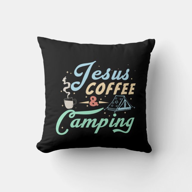 Coffee Art Jesus Coffee & Camping Cushion (Front)