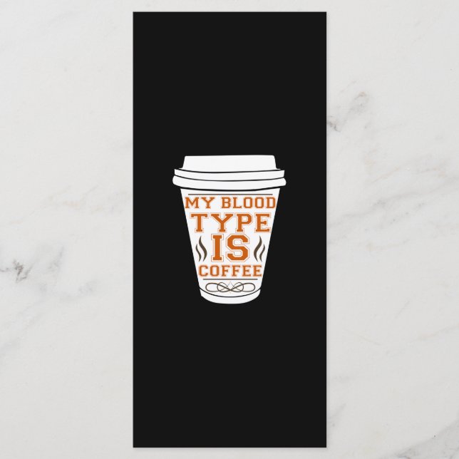 Coffee Art My Blood Type Is Coffee Menu (Front)