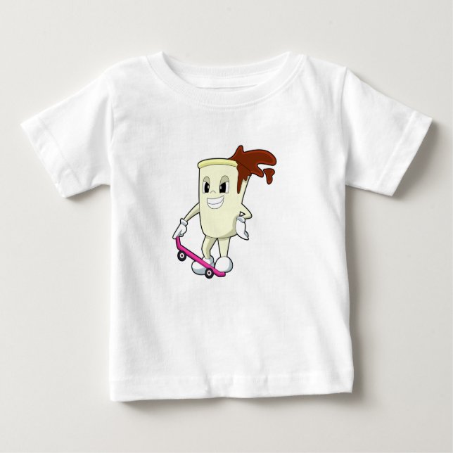Coffee as Skater with Skateboard Baby T-Shirt (Front)