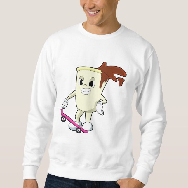 Coffee as Skater with Skateboard Sweatshirt (Front)