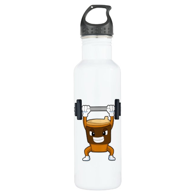 Coffee at Strength training with Barbell 710 Ml Water Bottle (Front)