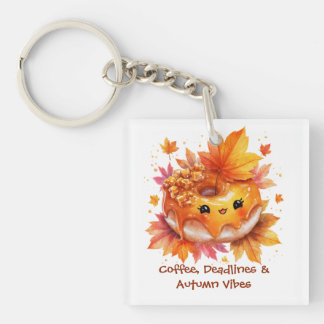 Coffee & Autumn Vibes Donut  Key Ring