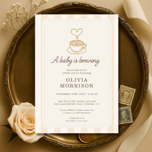 Coffee Baby is Brewing Gender Neutral Baby Shower Invitation