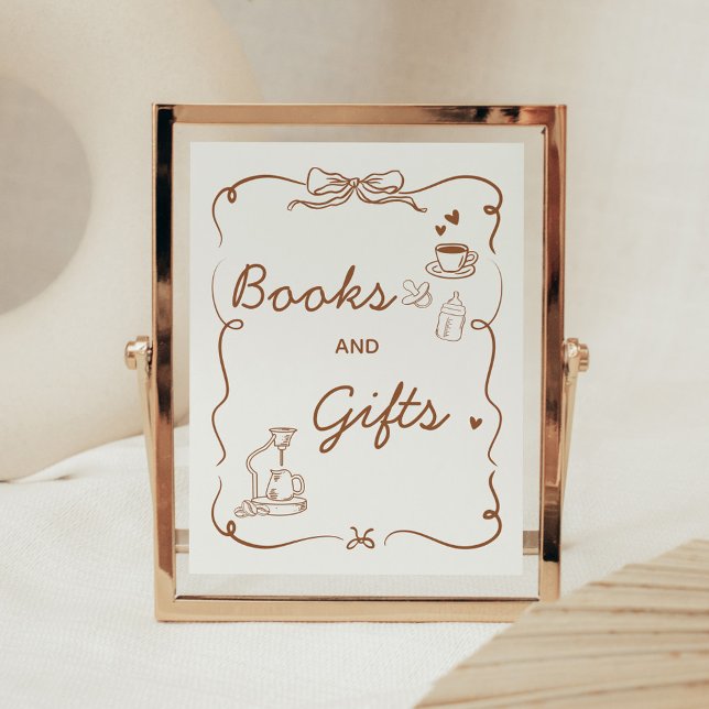 Coffee Baby is Brewing Shower Books and Gifts Sign (Coffee Baby is Brewing Baby Shower Sign)