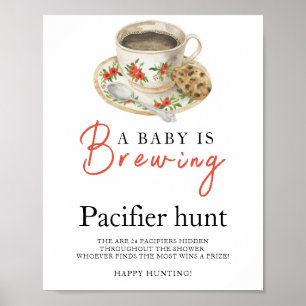coffee baby pacifier hunt baby shower game poster