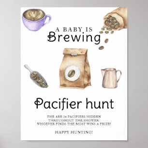 coffee baby pacifier hunt baby shower game poster
