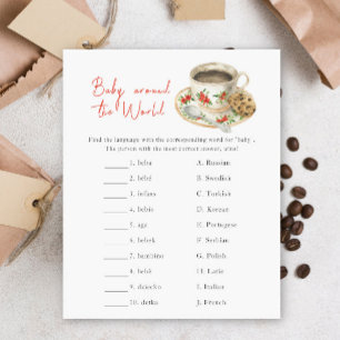Coffee baby shower - Baby around the world game
