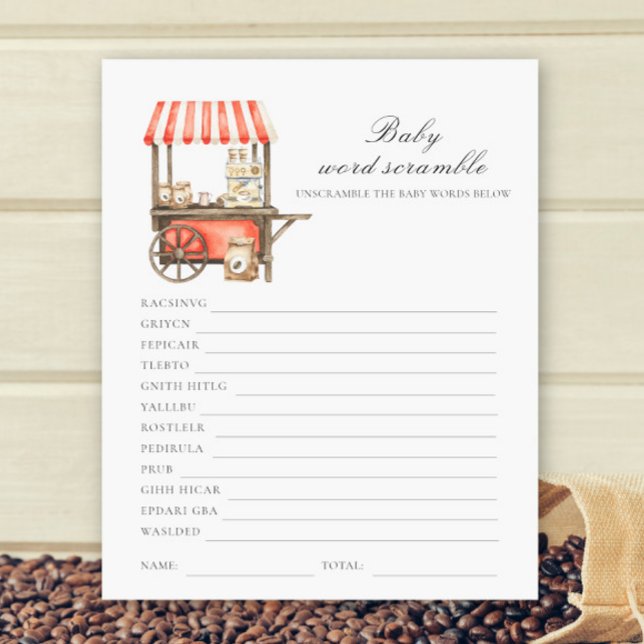 Coffee baby shower - Baby Word Scramble (Creator Uploaded)