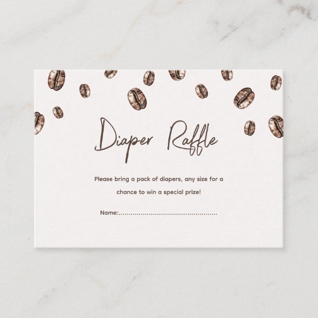 Coffee Baby Shower Diaper Raffle Enclosure Card (Front)