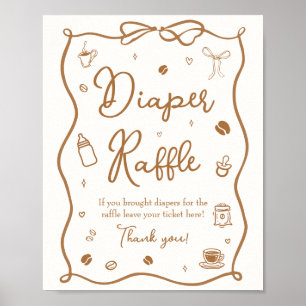 Coffee Baby Shower Diaper Raffle  Poster