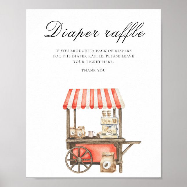 Coffee baby shower - diaper raffle poster (Front)