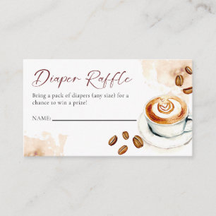 Coffee Baby Shower Diaper Raffle Ticket Watercolor Enclosure Card