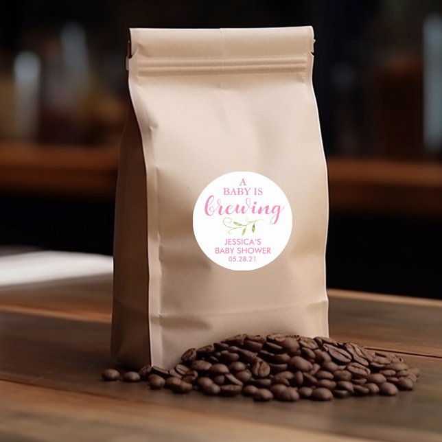 Coffee Baby Shower Greenery Favour Classic Round Sticker (Creator Uploaded)