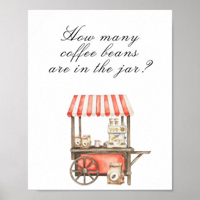 Coffee baby shower - guess how many coffee beans poster (Front)