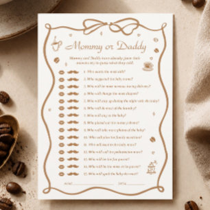 Coffee Baby Shower Guess Who Game Card