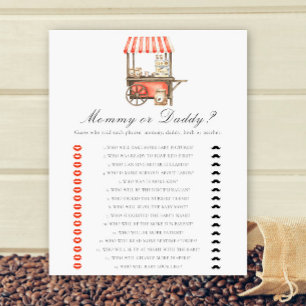 Coffee baby shower - mommy or daddy game