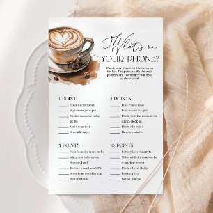 Coffee Baby Shower What's on Your Phone Party Game