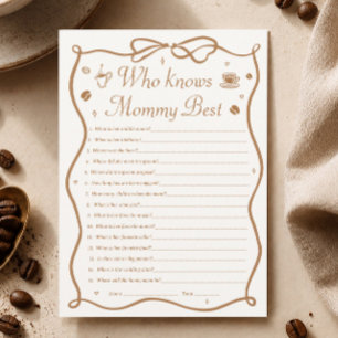 Coffee Baby Shower Who Knows Mummy Best Game Card