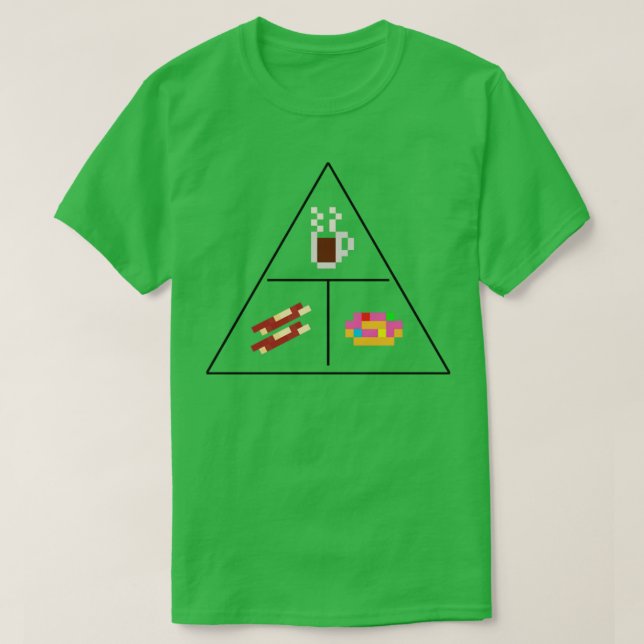 Coffee Bacon Doughnut Pyramid T-Shirt (Design Front)