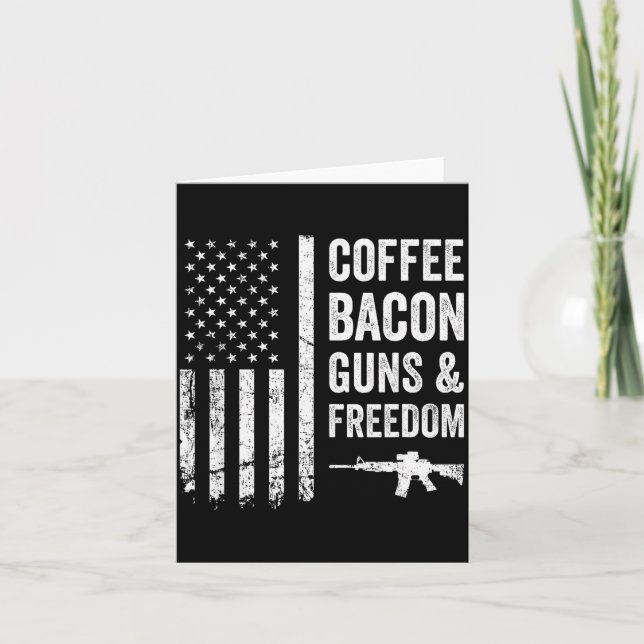 Coffee Bacon Guns &amp; Dom - Bbq Grill Funny Gun  Card (Front)