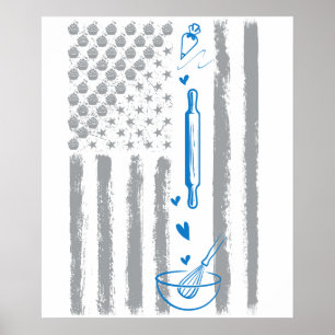 coffee baking- Vintage USA American Flag for bakin Poster