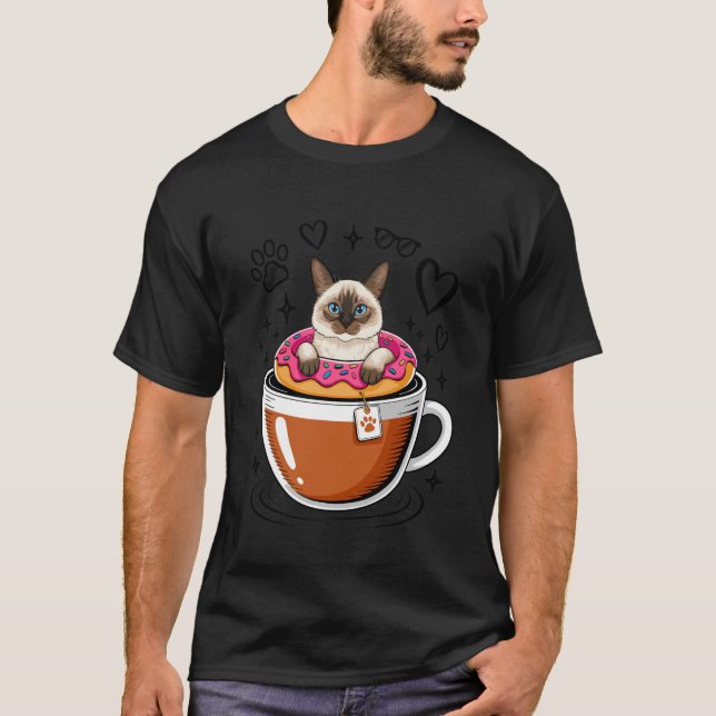 Coffee Balinese Cat Doughnut T-Shirt (Front)