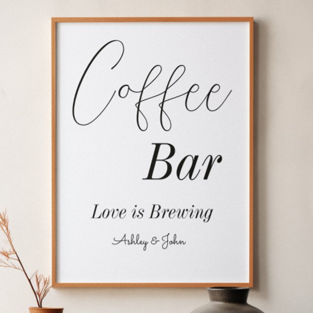 Coffee Bar Black White Wedding Shower Poster (Creator Uploaded)