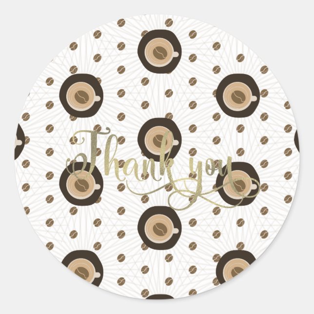 Coffee Bar Latte Bridal Shower Foil Script Classic Round Sticker (Front)