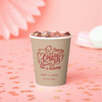 coffee bar monogram wedding paper cup set