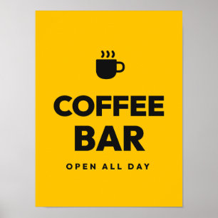 Coffee Bar Open All Day Kitchen Cafe Typography Po Poster