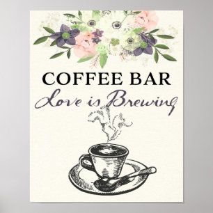 Coffee Bar Sign Wedding/Bridal Watercolor Floral