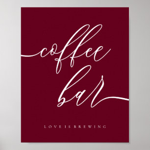 Coffee Bar Simple Burgundy Poster