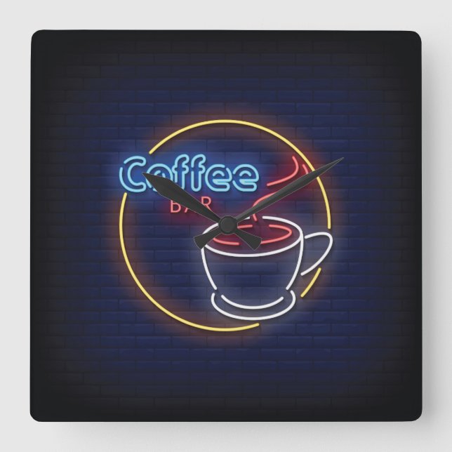 Coffee bar square wall clock (Front)