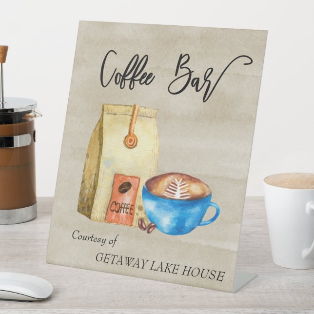 Coffee Bar Station Short term Rental  Pedestal Sig Sign (In SItu)