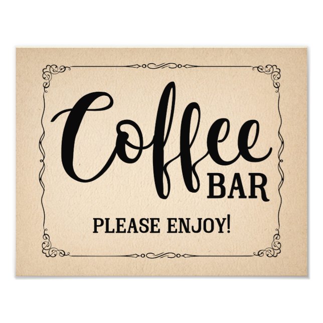 coffee bar wedding or party sign (Front)