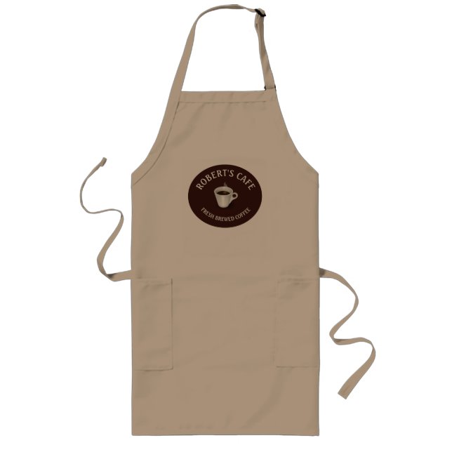 Coffee Barista Cafe Custom Khaki Long Apron (Front)