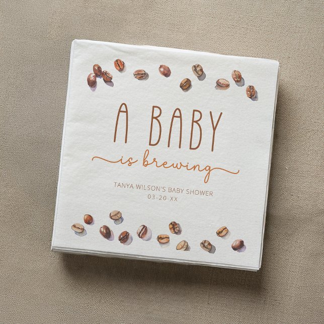 Coffee Bean A Baby Is Brewing Baby Shower Napkin (A Baby Is Brewing Paper Napkins)