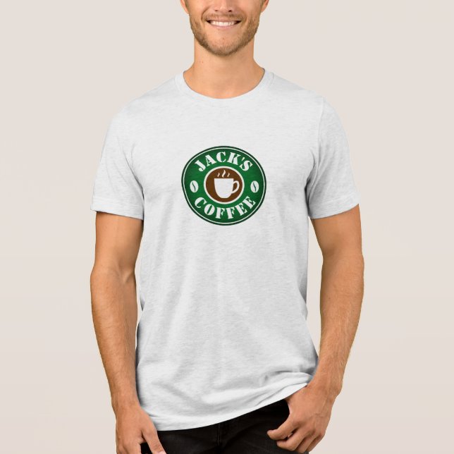 Coffee bean and cup logo custom barista Tri-Blend shirt (Front)