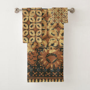 Coffee Bean Batik Art Pattern Design Bath Towel Set