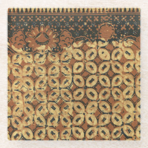 Coffee Bean Batik Art Pattern Design Glass Coaster