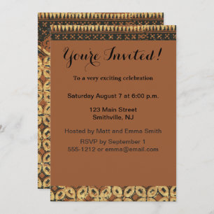 Coffee Bean Batik Art Pattern Design Invitation