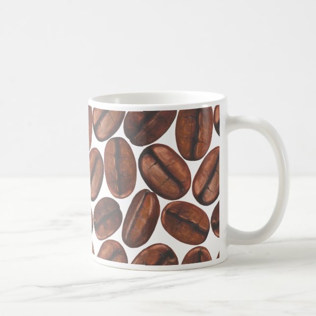 Coffee Bean Bliss Mug , White coffe mug  (Right)