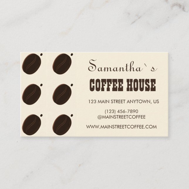 Coffee Bean Branded Business Professional  Card (Front)