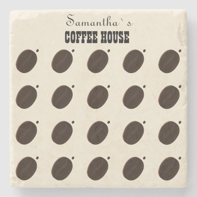 Coffee Bean Branded Business Professional  Stone Coaster (Front)