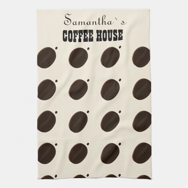 Coffee Bean Branded Business Professional  Tea Towel (Vertical)