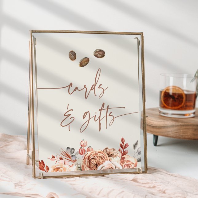 Coffee Bean Bridal Shower Cards & Gifts Sign (Coffee bean cards & gifts sign)