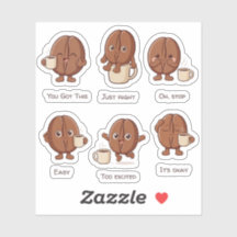 Coffee Bean Character Daily Mood Sticker Set